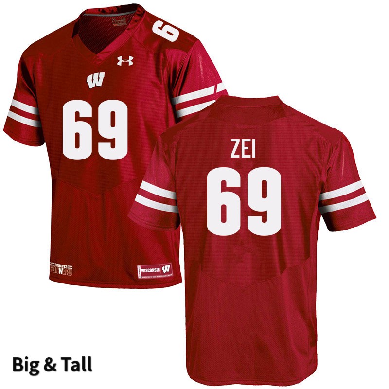 Wisconsin Badgers Men's #69 Zach Zei NCAA Under Armour Authentic Red Big & Tall College Stitched Football Jersey MB40I27UW